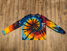 Load image into Gallery viewer, Women&#39;s Medium Rainbow and Black Spiral Crewneck Sweatshirt
