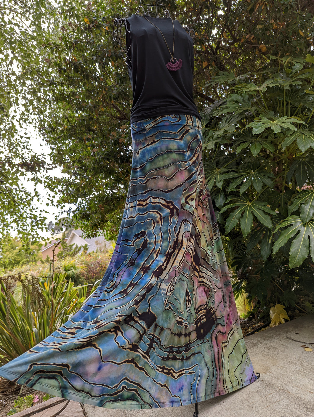 Custom Reverse Geode Maxi Skirt in Abalone for Gina