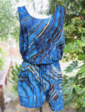 Load image into Gallery viewer, Custom Reverse Geode Shorts Romper in Blues for Kate
