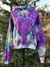 Load image into Gallery viewer, Women’s Small Cropped Heart Hoodie in ‘Strawberry Skies’
