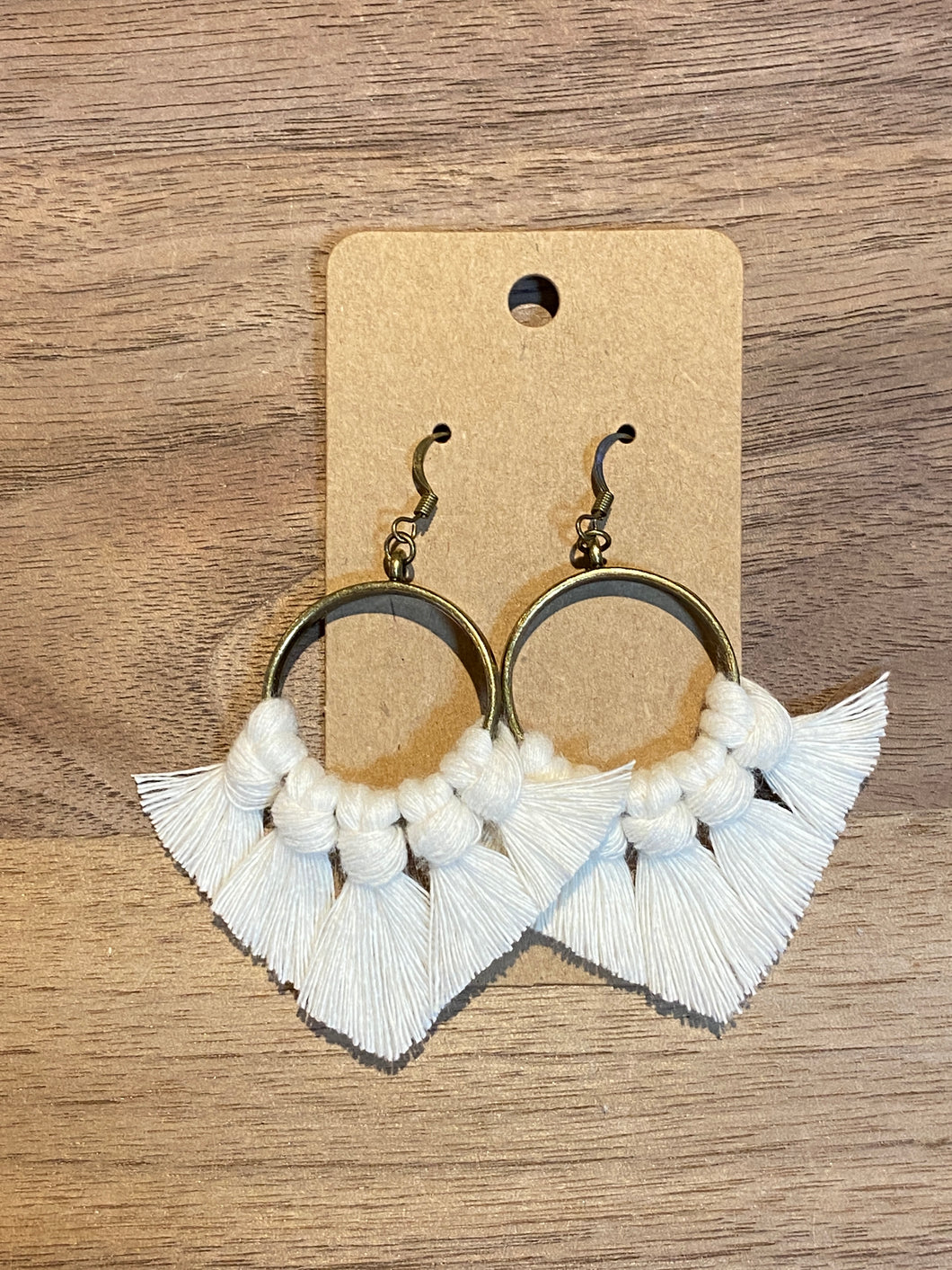 Ivory V-Cut on Antiqued Bronze Ring Earrings