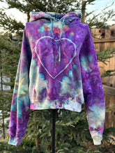 Load image into Gallery viewer, Women’s Small Cropped Heart Hoodie in ‘Strawberry Skies’
