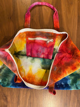 Load image into Gallery viewer, Large Rainbow Canvas Zippered Book Tote Bag
