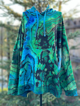 Load image into Gallery viewer, Women’s 3X Reverse Geode Hoodie in Teal Blues &amp; Greens
