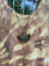 Load image into Gallery viewer, Olive on Antiqued Bronze Dot Pattern Ring with Tourmaline Stone Accent Necklace
